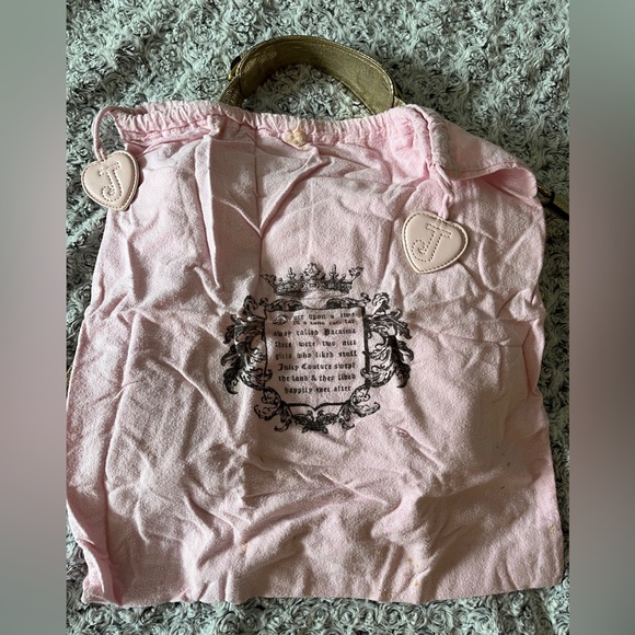 JUICY COUTURE Gold Leather Drawstring Animal Print Metallic Shoulder Bag Purse x - Picture 13 of 17